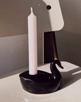 Candelabro Cisne Holly Jolley - Negro