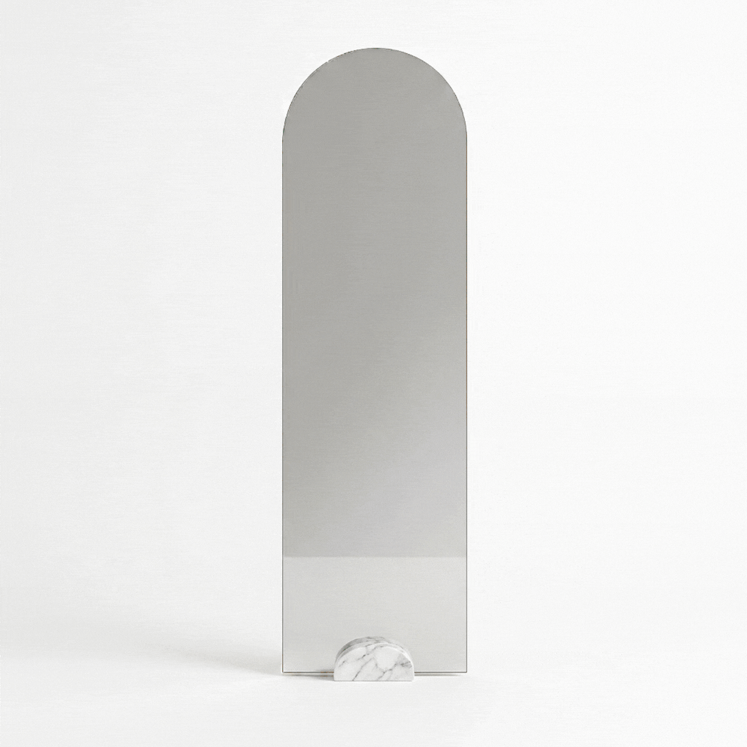 Set Espejo Arco 55 x 161 cms + Base Mármol Marea